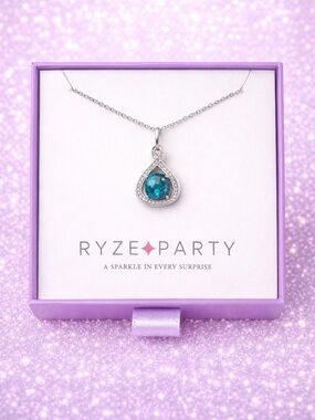 RYZE .925 Sterling Silver Teardrop Necklace with Lab-Created Opal Pendant